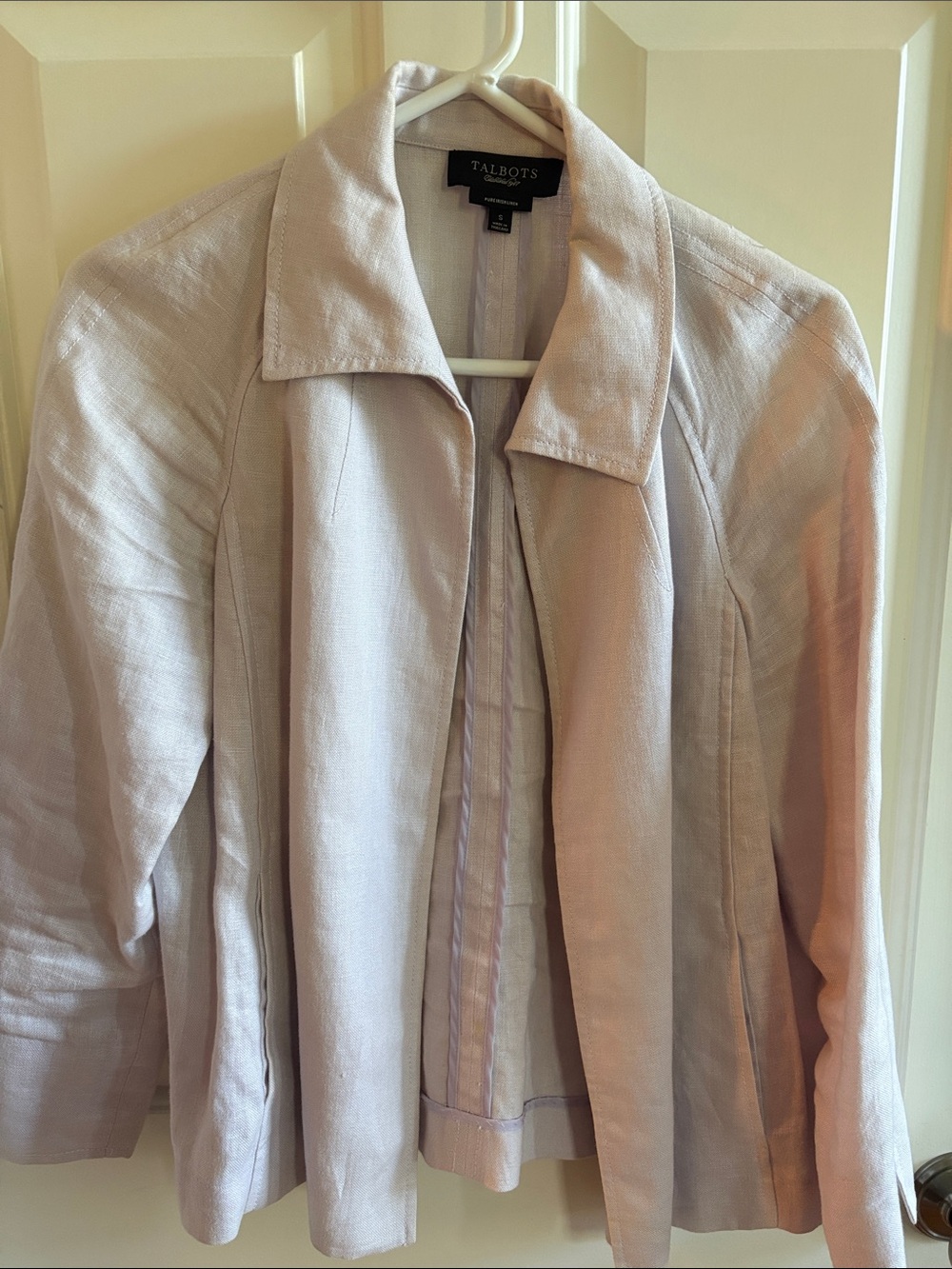 Talbots 100% Linen Lavender Open-Front Blazer Jacket